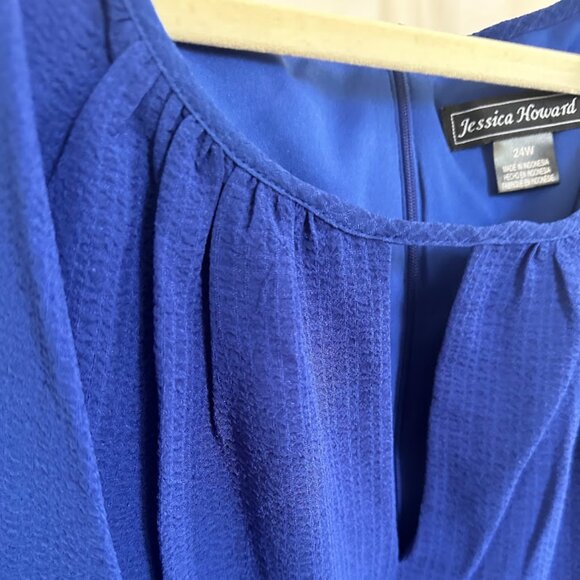 Jessica Howard Women's Plus 24W Royal Blue Flutter Dress - Picture 5 of 8